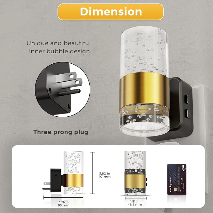 L LOHAS LED Night Light Dimmable Night Lights Plug into Wall Remote Control | RGB Color Changing, Dusk to Dawn Sensor, Acrylic Bubble Nightlight for Bathroom