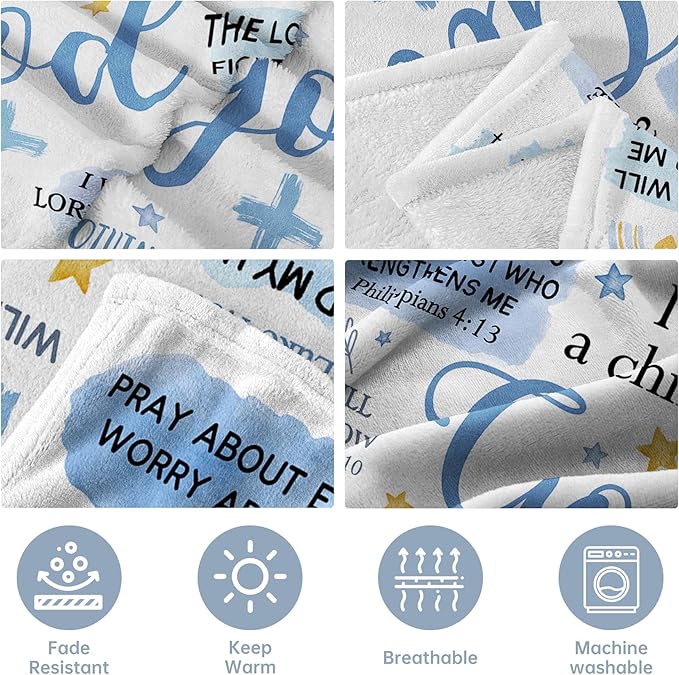 Baptism Gifts for Boys, Christian Blanket, Teen Boy Gifts Trendy Stuff | Christian Birthday Gifts for Teen Boys, Men, I Am a Child of God Blanket, First Communion Gifts for Boys (50 * 60)