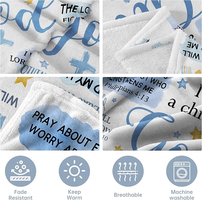 Baptism Gifts for Boys, Christian Blanket, Teen Boy Gifts Trendy Stuff | Christian Birthday Gifts for Teen Boys, Men, I Am a Child of God Blanket, First Communion Gifts for Boys (80 * 60)