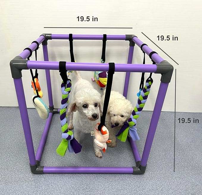 Puppy Play Gym for small dogs with 8 Hanging Interactive Toys Indoor Play