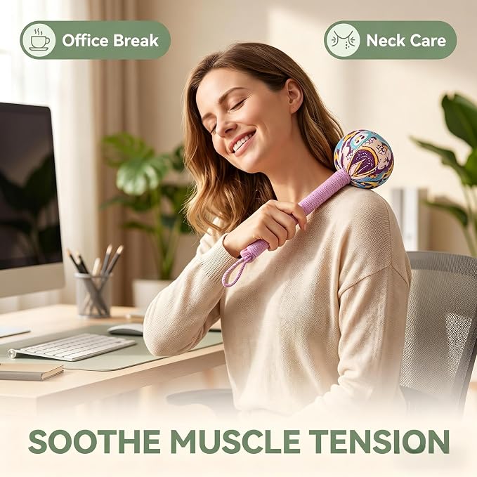 Manual Massage Hammer, Mugwort Massage Hammer, Handheld Body Percussion Tool for Back Neck Shoulder Leg Muscle Relief 26cm-Purple