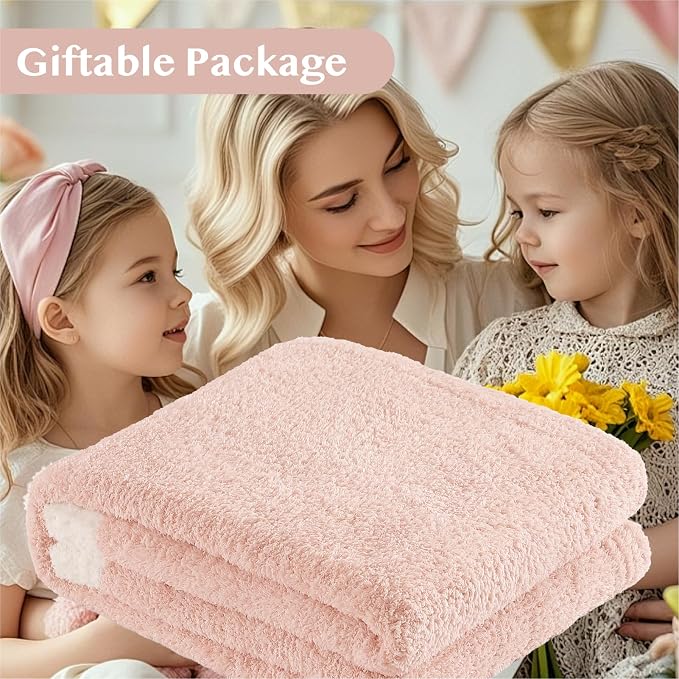 Soft Twin Blanket for Bed-Cozy Warm Reversible Knitted Blankets | Lightweight Fluffy Decor for Women, Mom, Her & Girls, Sofa, Chair, Couch, 60x80in,Cationic Dyeing Pink