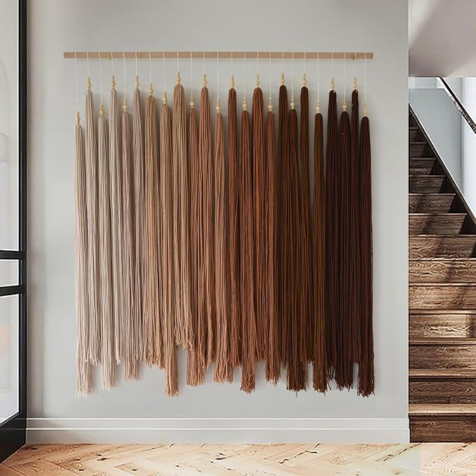 Macrame Wall Hanging Large Yarn Fiber Art Handmade Beaded Tassel 39"W*45"L | Boho Wall Art, Handmade Wall Hanging, Modern Home Style, Bedroom Wall Decor, Living Room Accent, Office Decoration