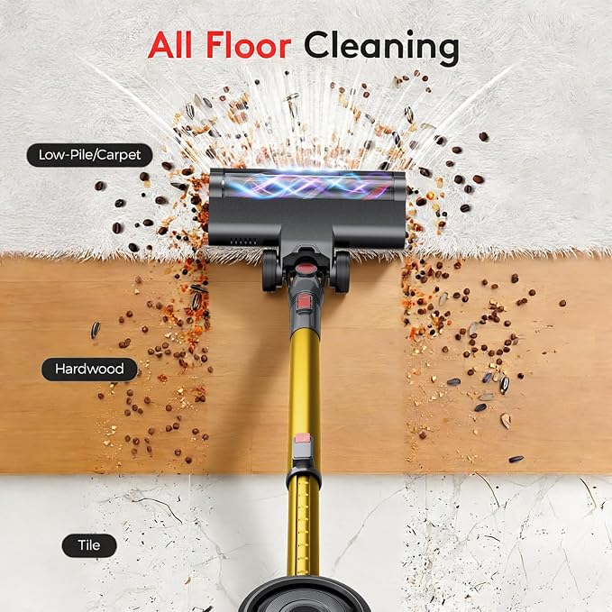 RONEAIR Cordless Vacuum Cleaner 40Kpa 45Min 6-in-1 Self-Standing | Stick Vacuum,Anti-Tangle,1L,4 LED,Rechargeable for Pet Hair Carpet Hard Floors Dom Home Use