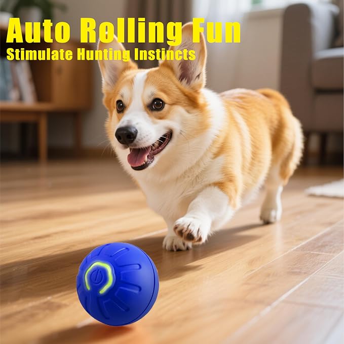 BIONEMAGILI Interactive Self-Moving Pet Toy Ball - Motion-Activated Auto Rolling, Military-Grade Chew Resistant, USB-C Rechargeable for Small Dogs & Cats (Orange/S/New3)
