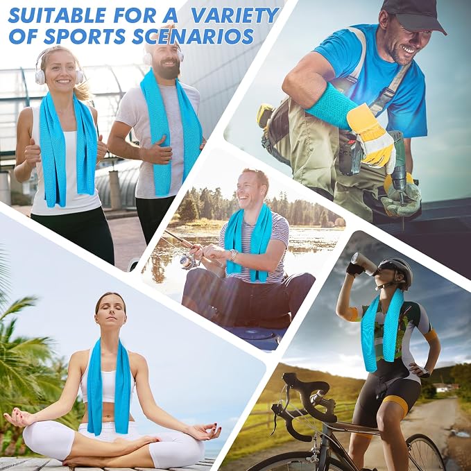 CSITE 6 Pack Cooling Towels (47"x12") for Neck and Face, Ice Towel for Hot Weather, Soft Breathable Chilly Gym Towels, Microfiber Towel for Work Out, Yoga, Running, Camping & More Activities