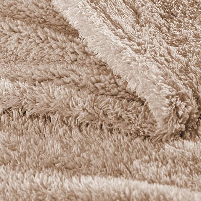 Exclusivo Mezcla Fleece Throw Blanket for Couch and Sofa, 50" x 60" | Super Soft and Cozy Fluffy Blanket for Women, Lightweight and Fuzzy Throw for Home Decor, All Season, Camel