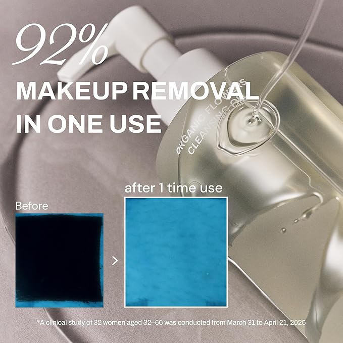 Whamisa Organic Flowers Cleansing Oil, Face Cleanser, Postbiotic-Rich Makeup Remover for Deep Cleansing, Pore Care, Rolling, Fermented, Easy Clean, Korean Skin Care (260ml)