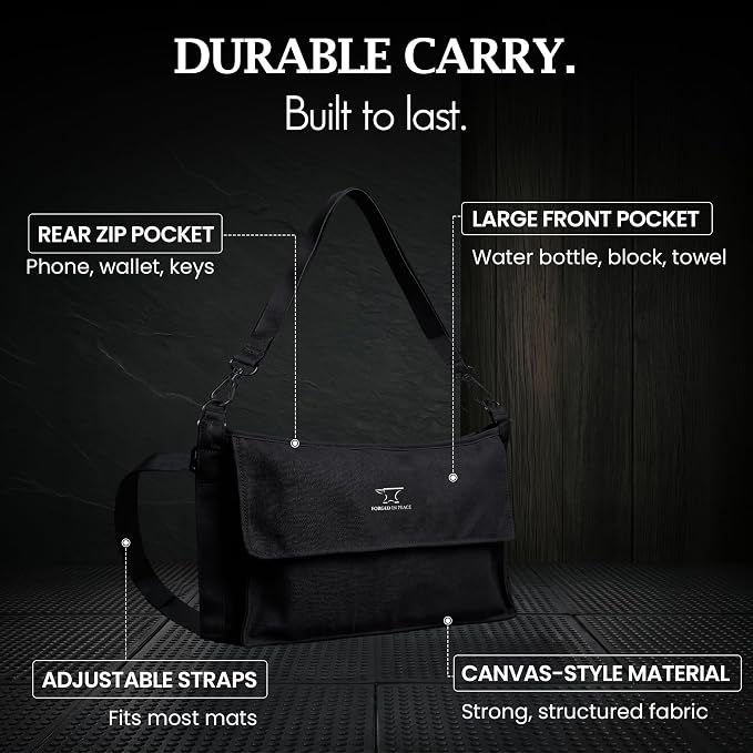 Men’s Yoga Mat Bag – Durable Canvas Carrier, Lightweight with Extra Storage for Gear & Accessories, Black