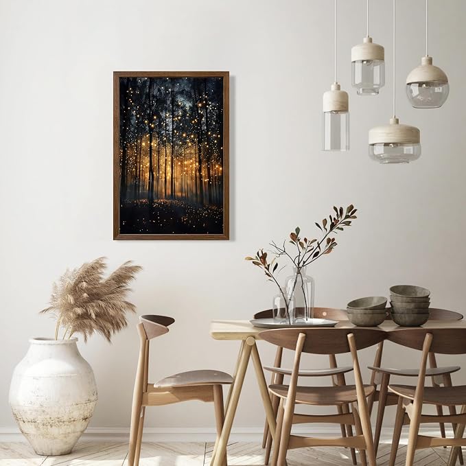 JLTULT Enchanted Forest Wall Art, Solid Wood-Framed Canvas, 20x30 Inches | Dark enchanted forest art on fade-resistant canvas with a ready-to-hang solid wood frame for bedrooms and living rooms