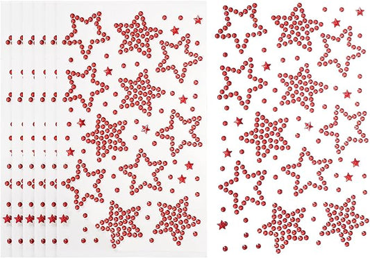 PATIKIL 6Sheets Star Face Gems, Self Adhesive Hair Gems Stickers Face Stickers for Women Eye Hair Body Festival Makeup Rave Accessories, Red