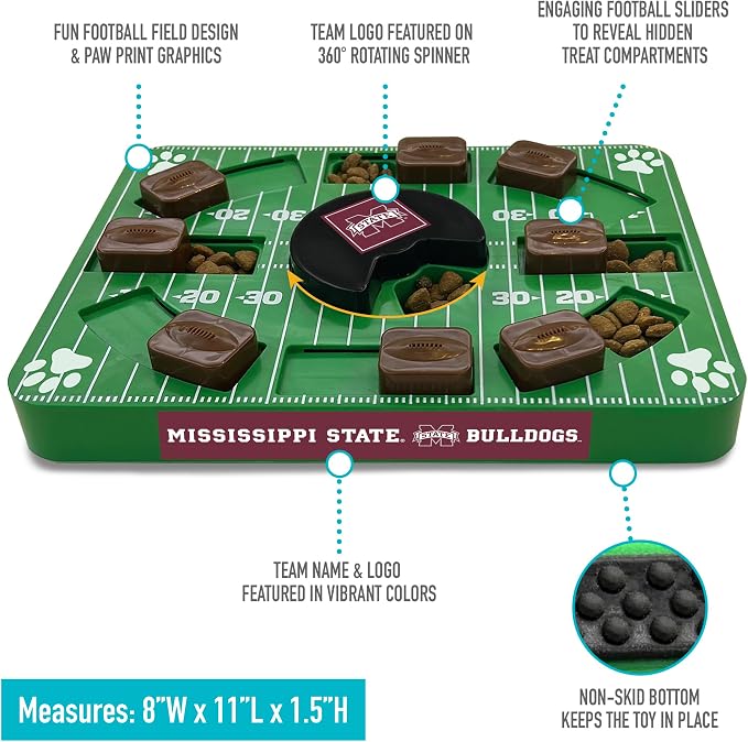 Pets First NCAA Mississippi State Bulldogs Puzzle Toy, Puzzle Treat Dog Toy, Interactive Dog Treat Toy, Dog Puzzle Feeding Slow Toy