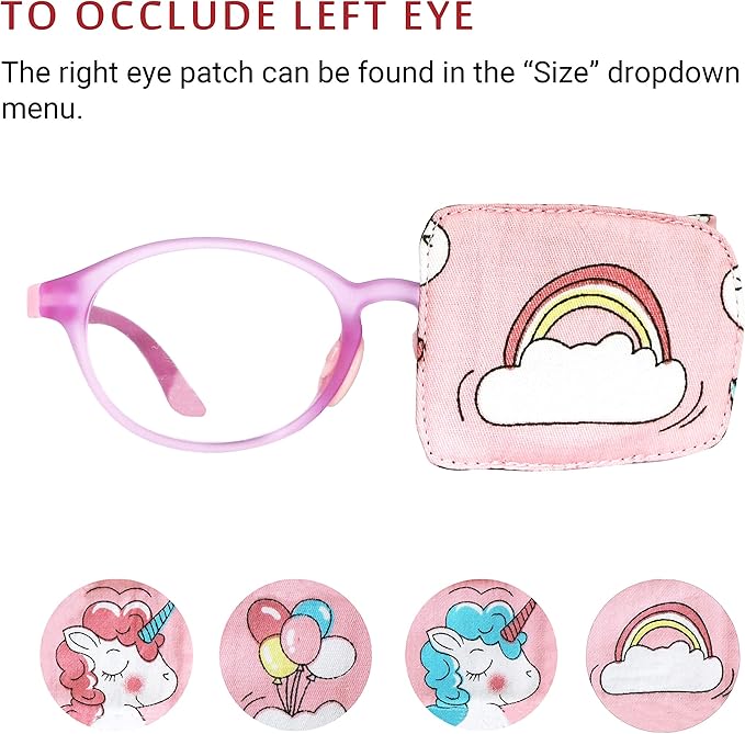 Astropic Cotton & Silk Eye Patch for Kids Glasses (Left Eye, Rainbow)