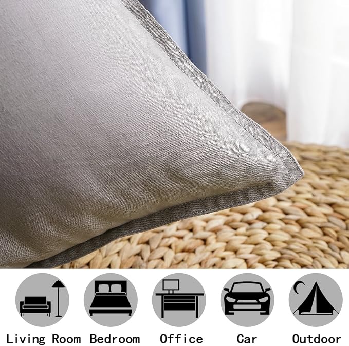 Jeanerlor Cotton Linen Soft Soild Decorative Square Throw Pillow Covers Set Cushion Case for Bar Coffee Shop Play Room24 x 24 Inch 60 x 60 Cm,Silver Grey