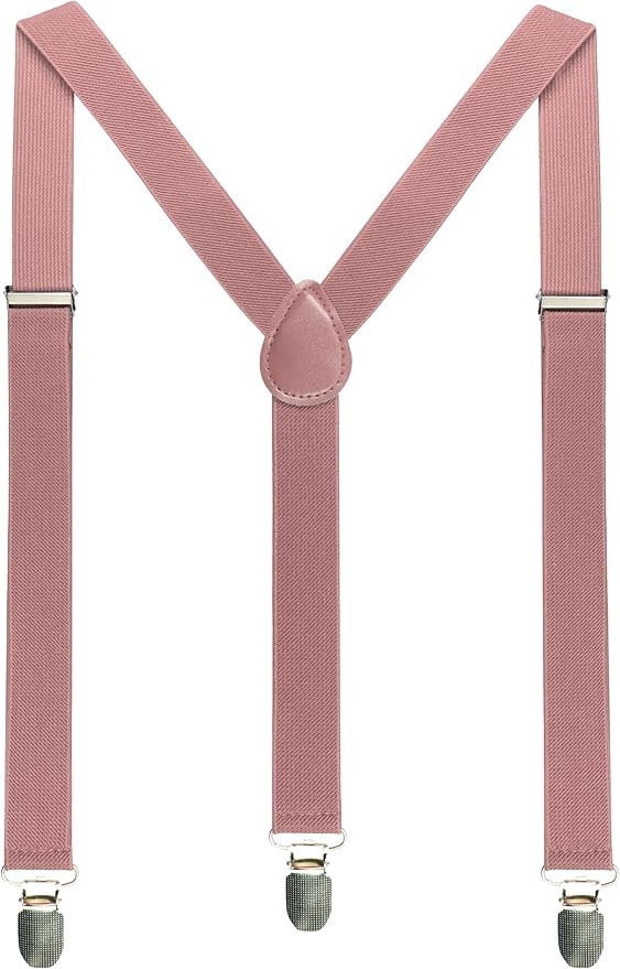 JEMYGINS Solid Color Mens Suspender with 3 Strong Clips Adjustable Braces