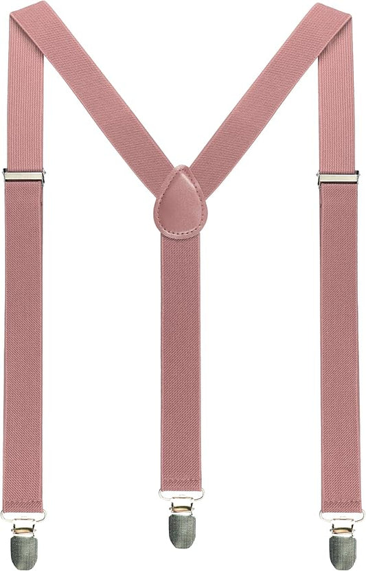 JEMYGINS Solid Color Mens Suspender with 3 Strong Clips Adjustable Braces