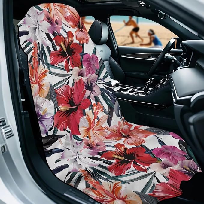 INSTANTARTS Hibiscus Car Seat Cover Protector Sweat Towel Multi-Functional Car Towel Car Seat Towel Cover