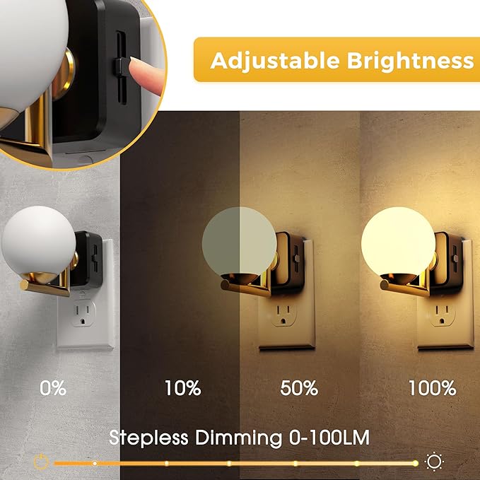 L LOHAS LED Night Lights Plug Into Wall, Dusk to Dawn Sensor | Soft White 3000K Nightlight, 0-100LM Adjustable Brightness, Plug in Night Light for Bathroom, Hallway, Bedroom, Stairway