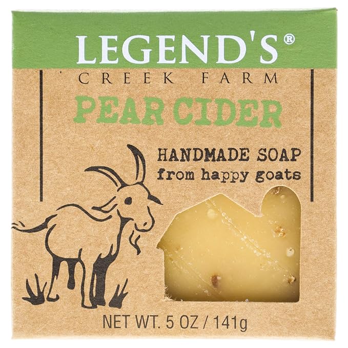 Legend's Creek Farm Goat Milk Soap - Cleansing Moisturizing Bar for Hands and Body - 5 Oz Creamy Lather, Nourishing, Gentle Natural Soap for Sensitive Skin (Pear Cider, Pack of 1)