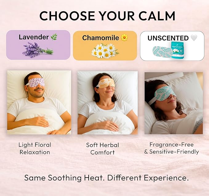 Steam Eye Mask - 16 Pack Self-Heating Warm Compress for Dry Eyes, Puffy Eyes Relief, Cornea Care, and Relaxation - Soothing & Comfortable Heated Eye Pads - Unscented