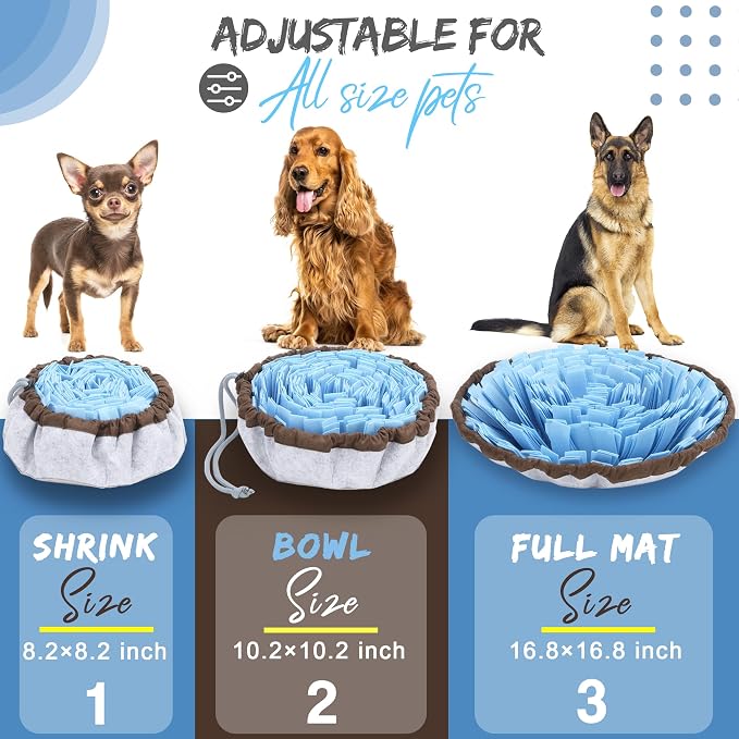 18" Dog Snuffle Mat - Interactive Dog Puzzle Toys for Enrichment - Large Slow Feeder Foraging Mat for Brain Games & Nosework Training - Washable Pet Sniff Mat with Training Clicker and Suction Cup