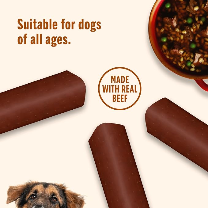 Nutrish Soup Bones Beef Dog Chews, 6.3 oz. Bag (24 Treats) (Rachael Ray) | Rawhide-Free, Contains No Artificial Flavors or By-Product Meals, Soft Texture, Easy on Gums, Resealable Bag (Pack of 8)