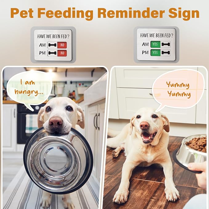 Dog Feeding Reminder - Dog Feeding Chart with Have We Been Fed AM/PM Tracker, Magnets Fed Sign with Pet Tracker for Fridge, Prevent Overfeeding