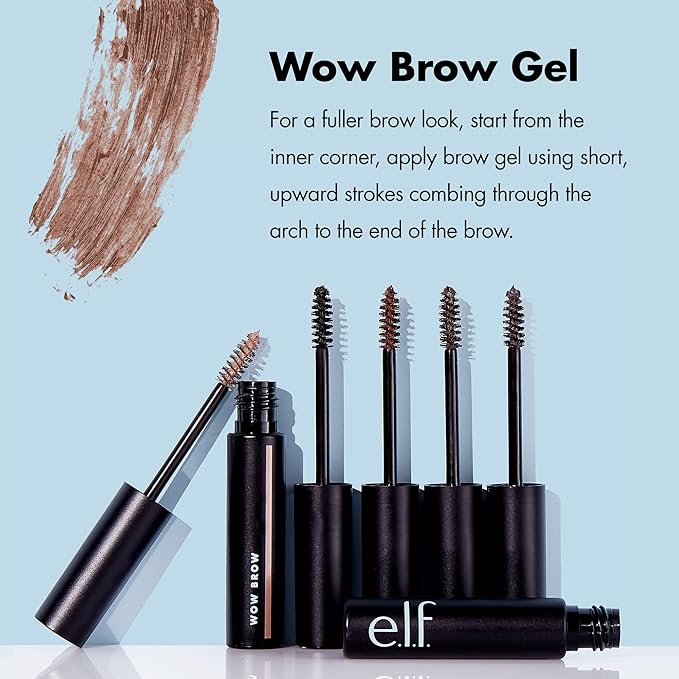 e.l.f. Wow Brow Gel, Volumizing, Buildable, Wax-Gel Hybrid, Creates Full, Voluminous-Looking Brows, Locks Brow Hairs In Place, Taupe