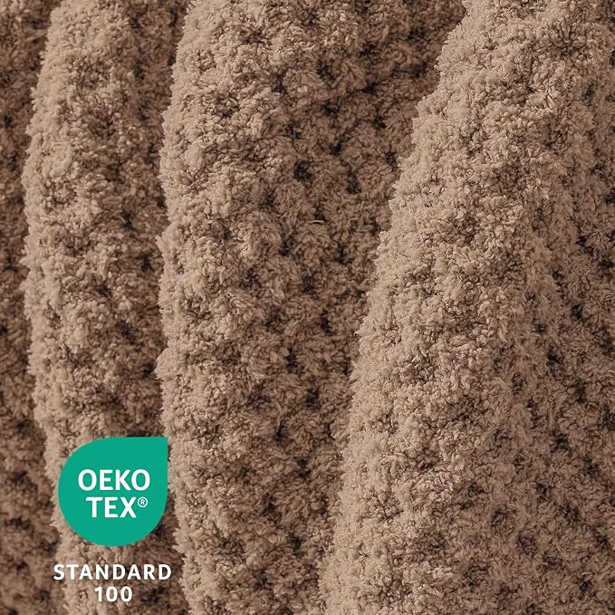 Waffle Knit Throw Blanket for Couch, Soft Cozy Chunky Knit Thick Knitted Blanket for Sofa, Bed, Gift for Women Girls Home Decor (Beige, Twin 60"x80")