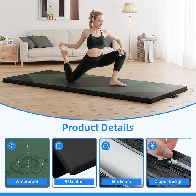 Polar Aurora 4'x10'x2 Thick Folding Gymnastics Exercise Mat Aerobics Stretching Yoga Mats