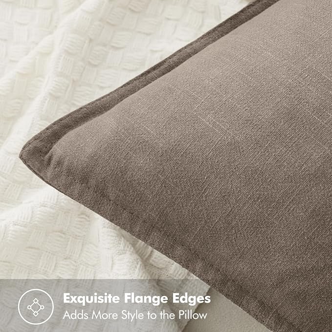 MIULEE Decorative Linen Pillow Covers 20x20 Inch Dune | Boho Farmhouse Fall Autumn Couch Throw Pillows for Bed, Pack of 2 Accent Modern Pillowcases, Sofa Livingroom Home Decor