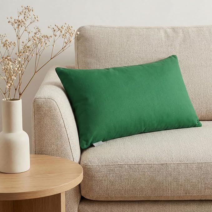 4-Pack 100% Cotton Lumbar Comfortable Solid Decorative Throw Pillow Case,Thmyo Rectangle Cushion Cover Pillowcase Sublimation Blank Pillow Covers DIY Pillow Covers(12x20inch/30x50cm, Christmas Green)