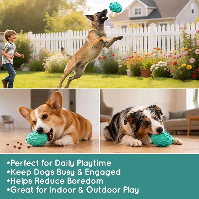 Interactive Treat Dispensing Dog Toy, Natural Rubber Chew Toy for Aggressive Chewers, Stuffable Treat Toy for Large & Medium Dogs, Mental Stimulation for Dogs, Boredom Relief, Blue