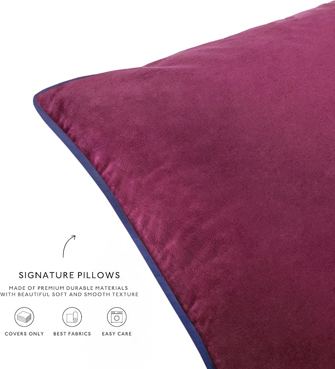 MONDAY MOOSE Decorative Throw Pillow Covers Cushion Cases, Set of 4 Soft Velvet Modern Double-Sided Designs, Mix and Match for Home Decor, Pillow Inserts Not Included (12x20 inch, Purple/Blue)