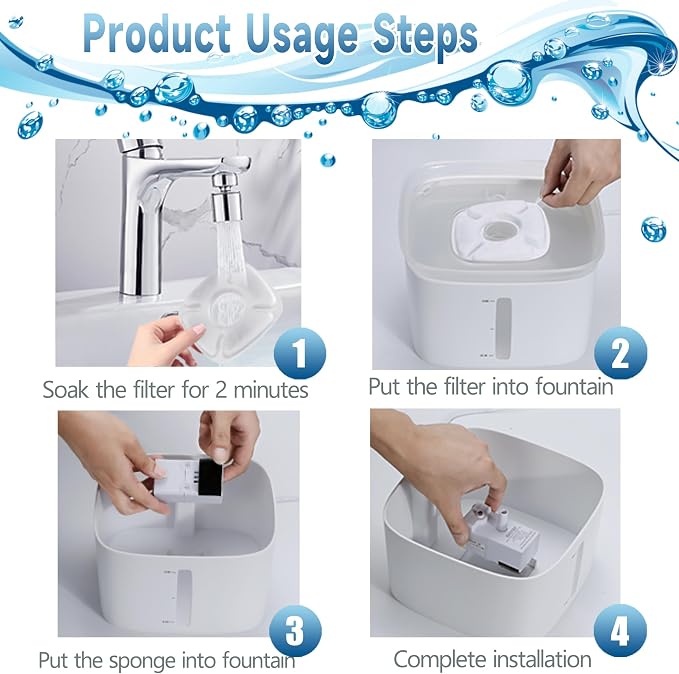 18 Pcs Cat Water Fountain Filters Replacement Compatible with VEKEN 95oz/2.8L Cat Water Fountain Filters Automatic Dog Water Fountain Filters Pet Fountain