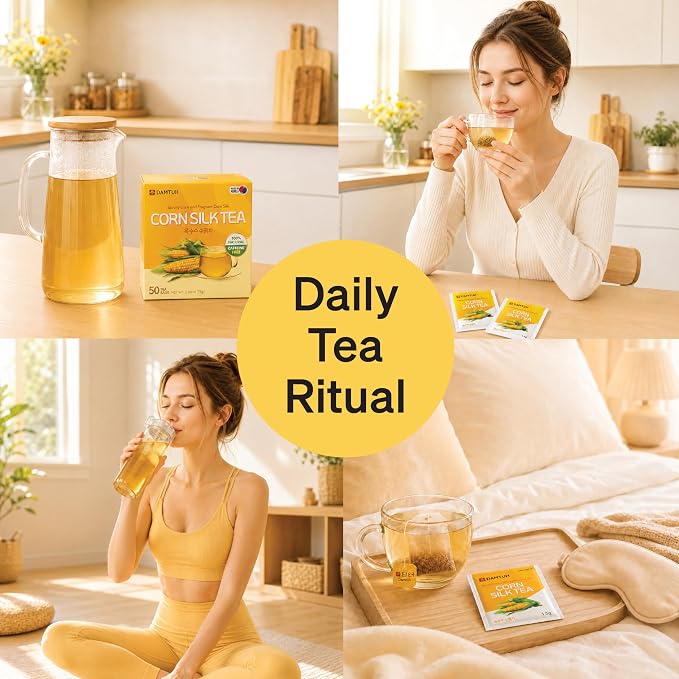 Damtuh Korean Corn Silk Tea, Corn Tea Bags, Caffeine-Free Herbal Tea, 50 Bags