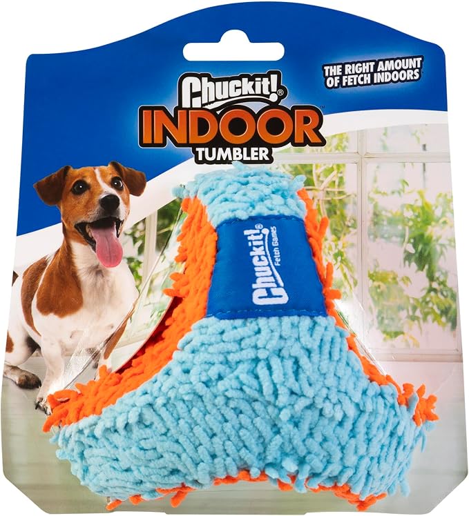 Chuckit! Indoor Fetch Tumbler Toy for Dogs, 4.5in, Orange and Blue