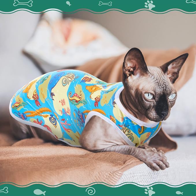 10 Pack Dog Shirts Cute Summer Cartoon Puppy Clothes, Soft Breathable Pet T-Shirts, Printed Sleeveless Washable for Small Medium Dogs Cats(Large)