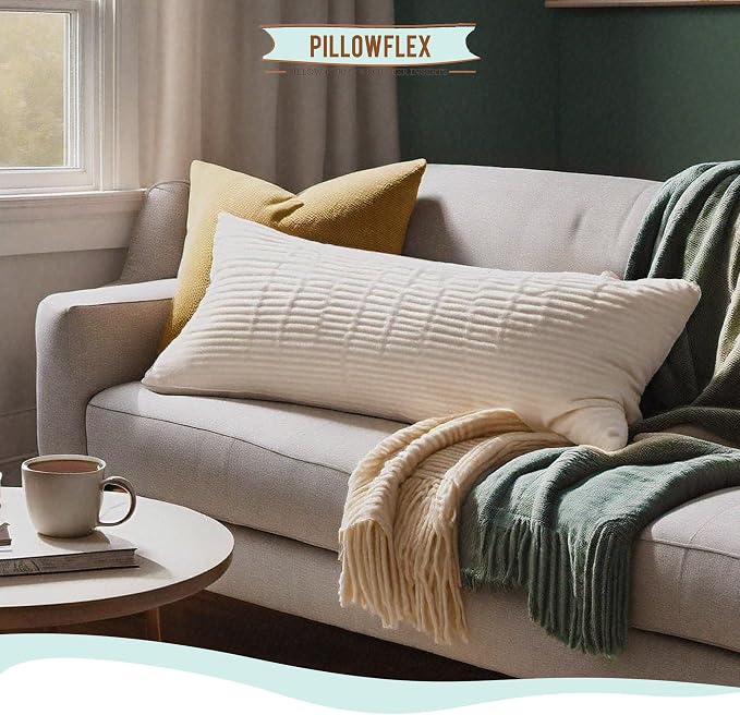 Pillowflex Synthetic Down Pillow Insert 21x27 in - Karate Chop Pillow | Oversized Standard Sham Form, Plush Polyester Cotton Blend, Cloud-Like Comfort, Clump-Resistant Fill, Smooth Elegant Finish