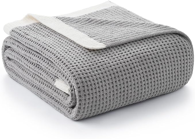 Chenille Throw Blanket, Soft Cozy Waffle Throw for Couch & Sofa, Warm Yet Lightweight, Breathable All-Season Throws for Women Men, Housewarming, Birthdays, 60"x80", Grey