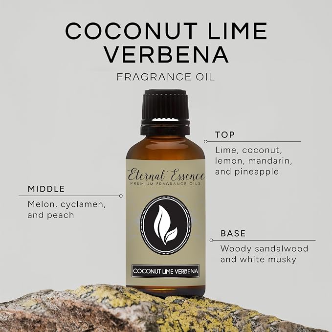 Eternal Essence Oils Coconut Lime Verbena 30ml Premium Fragrance Oil - for Candle, Soap Making, Aromatherapy, Diffusers, Home Care, & Humidifiers