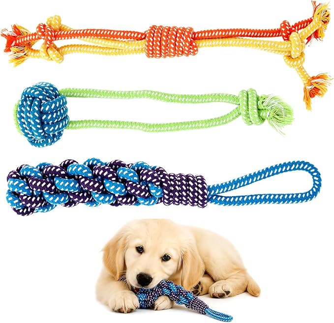 3Pcs Dog Rope Toys for Puppy, Dog Chew Toy for Medium&Small Dog