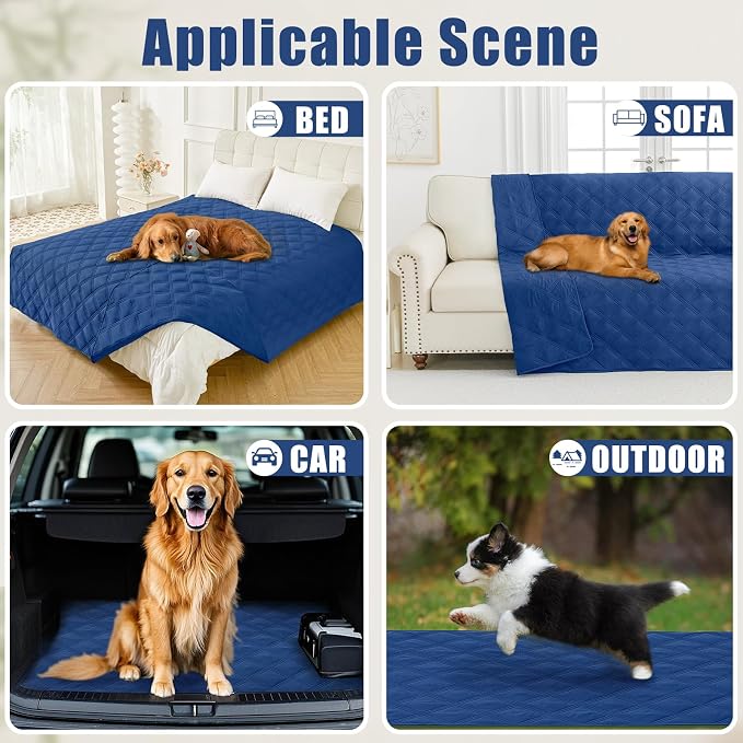 Smiry Waterproof Dog Bed Cover, Reversible Pet Blanket for Sofa Couch | Soft Washable Dog Blanket, Leakproof Couch Cover for Dogs Cats & Furniture Protection, 40x80, Navy/Navy