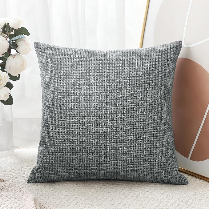 OTOSTAR Linen Throw Pillow Cover Set of 1 Decorative Square Pillowcases Cushion Covers 24x24 Inch for Home Decor Sofa Bedroom Car 60 x 60CM Dark Grey
