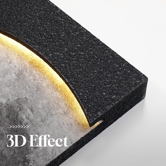 Large 3D LED Moon Wall Art, Modern Minimalist Backlit Lighted Lunar Artwork for Walls, Vertical Contemporary Black Textured Paintings for Living Room Bedroom Dining Room Hallway Entryway Wall Decor 24x36 In