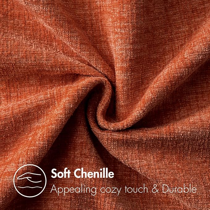 MIULEE Soft Chenille Fall Throw Pillow Covers Rust 20x20 Inch Pack of 2 | Modern Fall Home Decor, Classic Decorative Pillows, Solid Dyed Cases, Boho Couch Cushion Covers for Sofa Bed Living Room