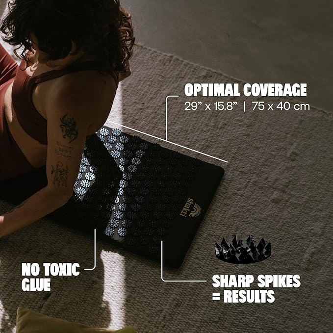 ShaktiMat Premium Acupressure Mat, Level 3 in Shakti Black, Massage Muscles, Aid Sleep & Unlock Inner Tension | Similar to Acupuncture, No Needles Required | FSA/HSA Eligible