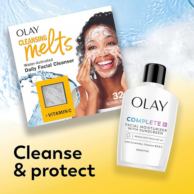 Olay Complete+ Face Moisturizer with Sunscreen SPF 40, For Sensitive Skin, Broad Spectrum Sun Protection, Fragrence-Free - No White Cast on All Tones, Nourishes Moisture Barrier - Ceramides, 6 Oz