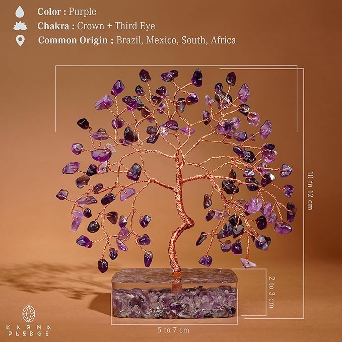 Amethyst Crystal Tree of Life Birthday Gifts for Women, Men, Friends, Handmade Chakra Healing Crystals Tree for Home Office Decor, Positivity, Good Luck, Money, Unique Gifts for Her Sister, Mom, Dad