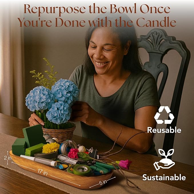 Dough Bowl Candle Co. Ocean Candle for Women or Men - 17x5 6 Wick Scented Candles for Home, Large Wood Luxury Soy Candles with Scented Wax, Long Burning 40H Burn Time for Spring Summer, Beach Gifts